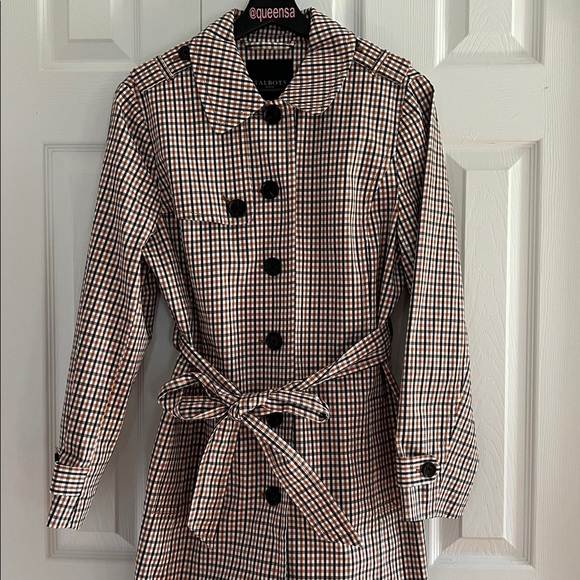 Talbots Polished Plaid Checkered Trench Coat in Petite L - Picture 10 of 16